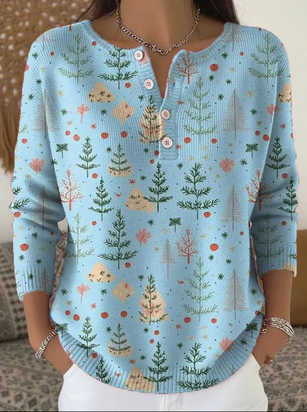 Wendy | Festive Button-Neck Sweater