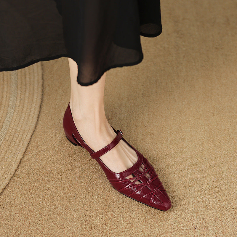 Margery | Pointed Lattice Mary Jane Flats