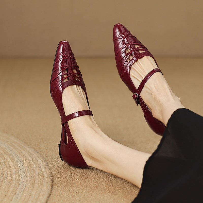 Margery | Pointed Lattice Mary Jane Flats
