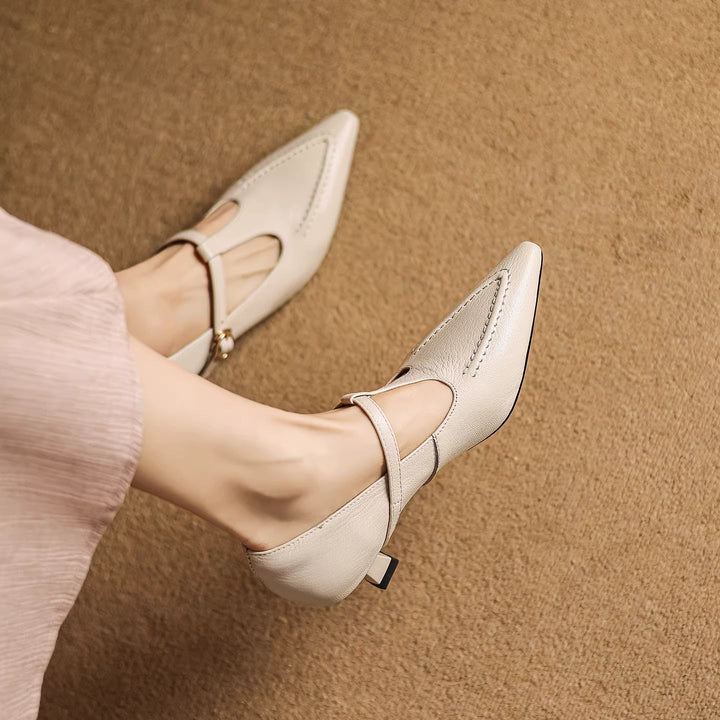 Aveline | Pointed T-Strap Heels