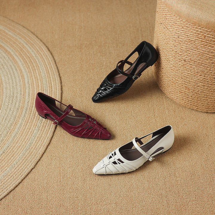 Margery | Pointed Lattice Mary Jane Flats