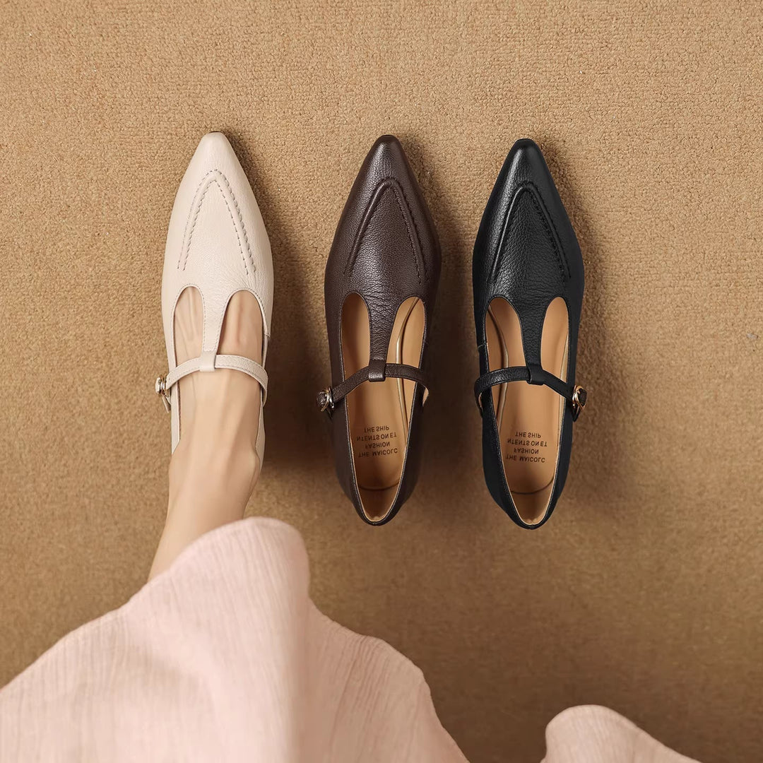Aveline | Pointed T-Strap Heels