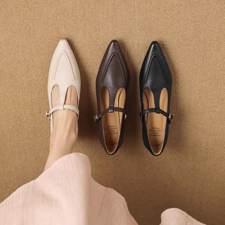 Aveline | Pointed T-Strap Heels