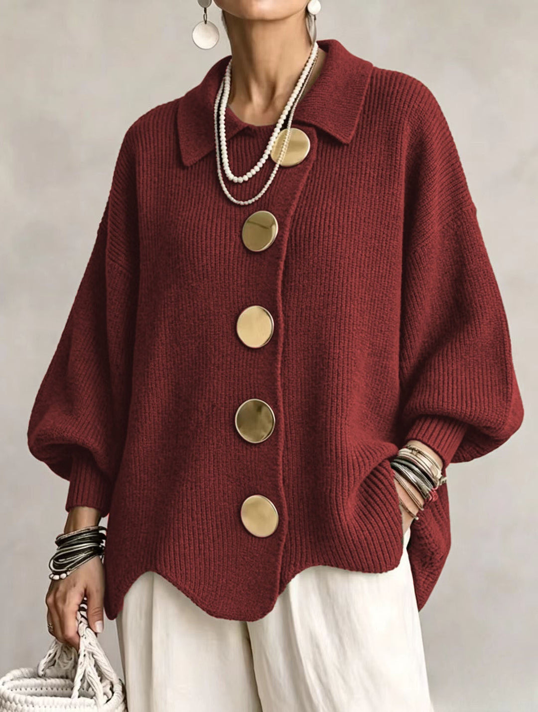 Georgette | Oversized Collared Button Cardigan
