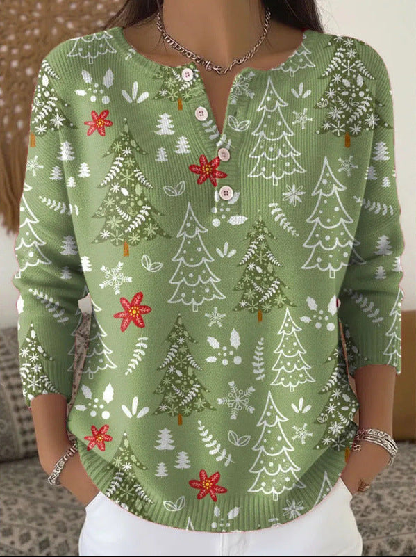 Wendy | Festive Button-Neck Sweater