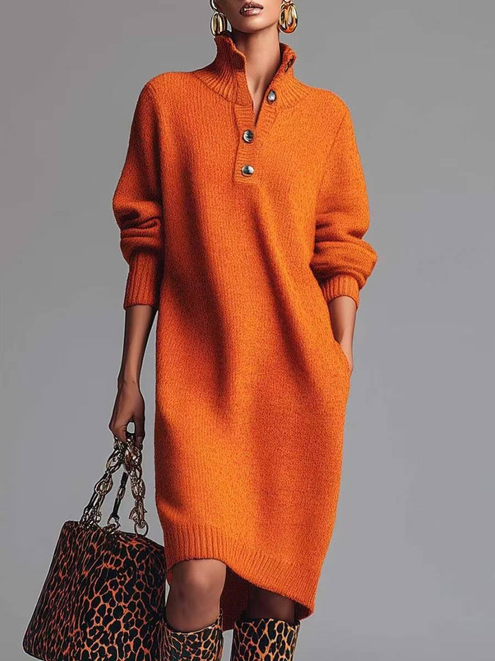 Elowen | Collared Button-Neck Jumper Dress