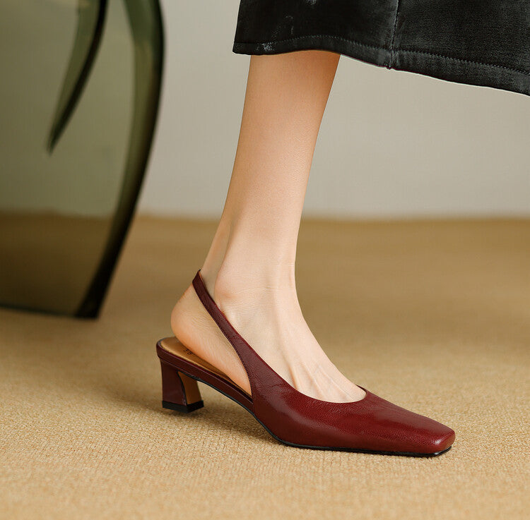 Edith | Square-Toe Block-Heel Slingbacks