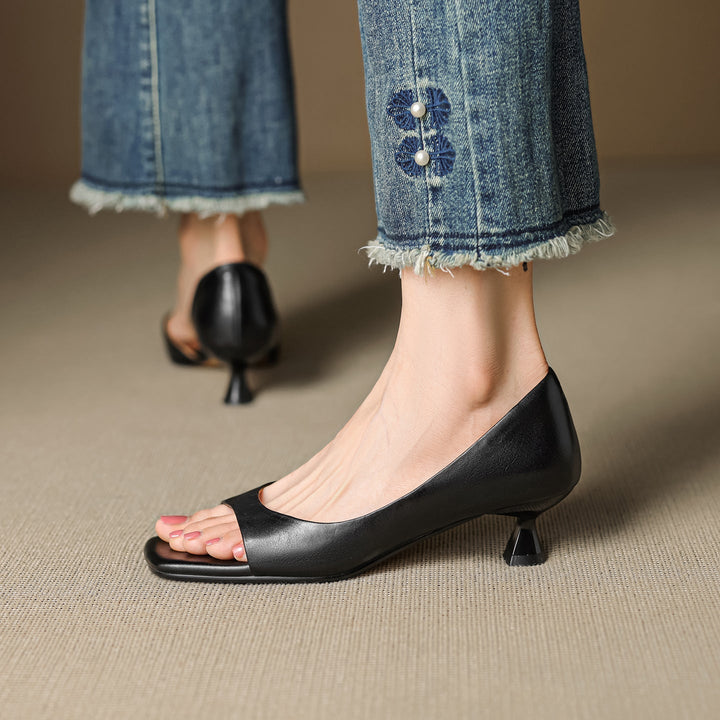 Avery | Square Peep-Toe Kitten Heels
