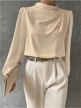 Annika | Elegant Draped Long-Sleeve Blouse