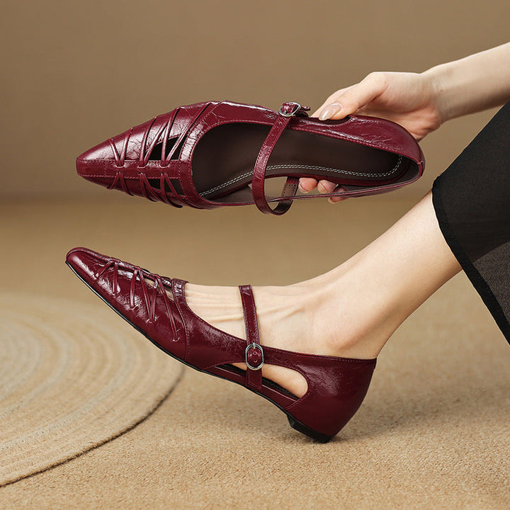 Margery | Pointed Lattice Mary Jane Flats