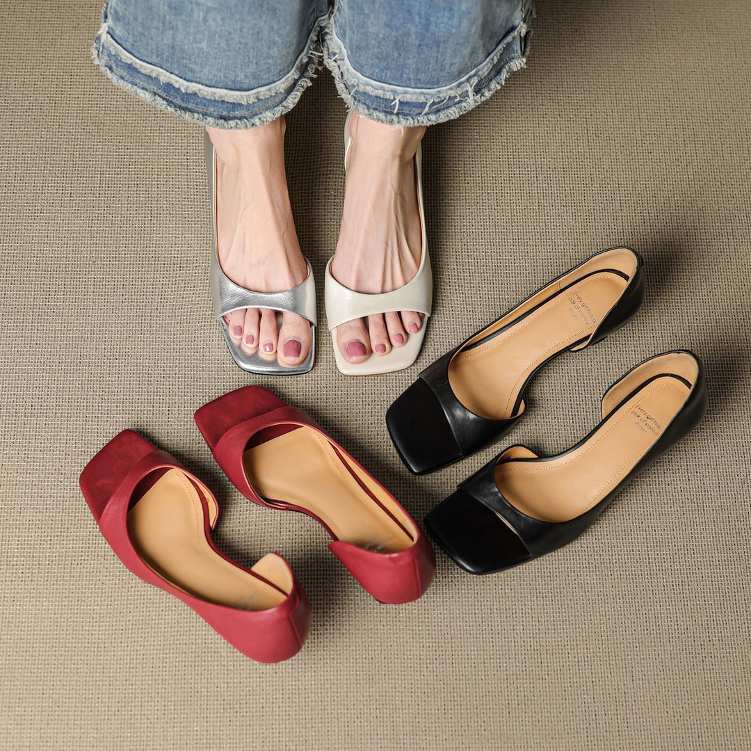 Avery | Square Peep-Toe Kitten Heels