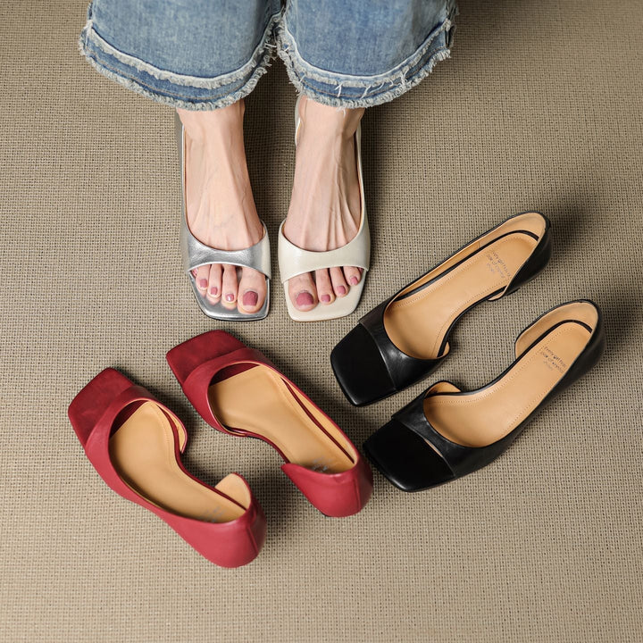Avery | Square Peep-Toe Kitten Heels