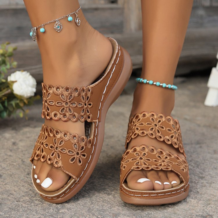 Jocelyn | Floral Cut-Out Slide Sandals