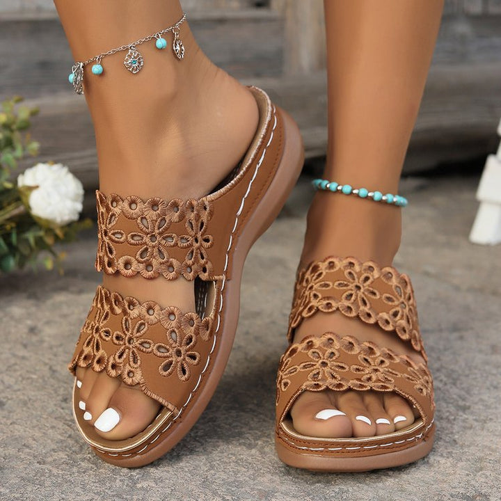 Jocelyn | Floral Cut-Out Slide Sandals