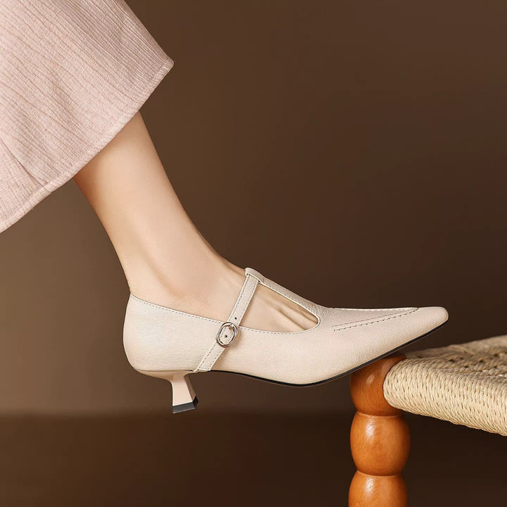 Aveline | Pointed T-Strap Heels
