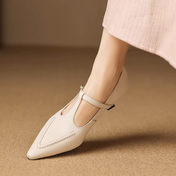 Aveline | Pointed T-Strap Heels