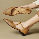 Cassia | Woven T-Strap Block Heels