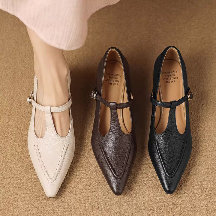 Aveline | Pointed T-Strap Heels
