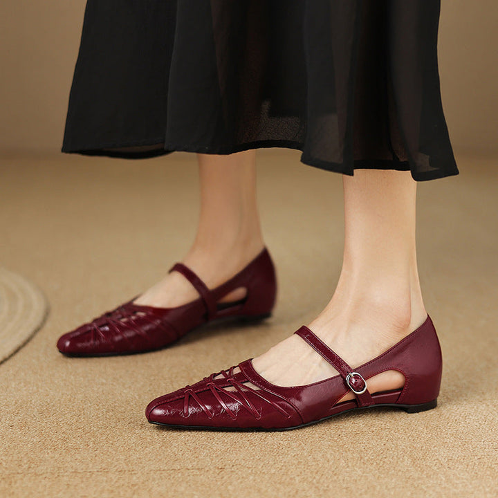 Margery | Pointed Lattice Mary Jane Flats