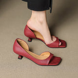 Avery | Square Peep-Toe Kitten Heels