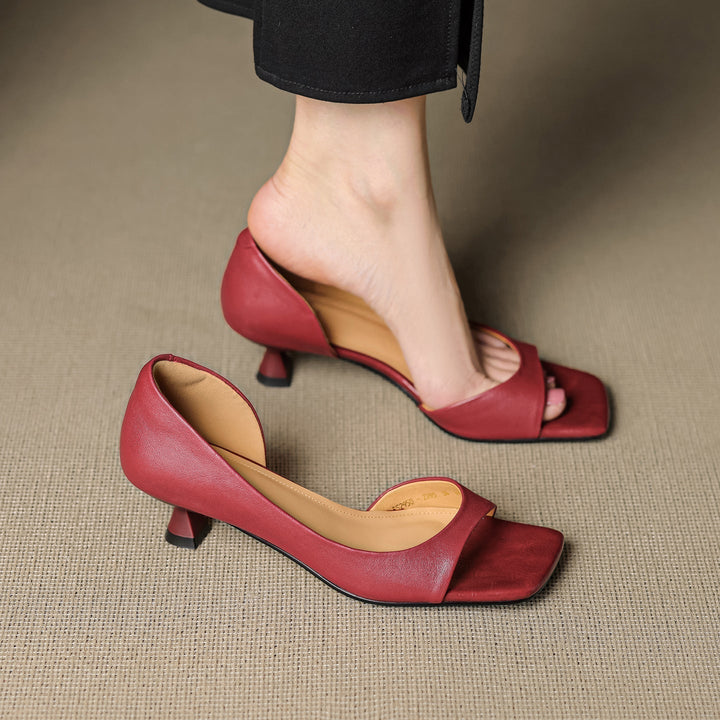 Avery | Square Peep-Toe Kitten Heels