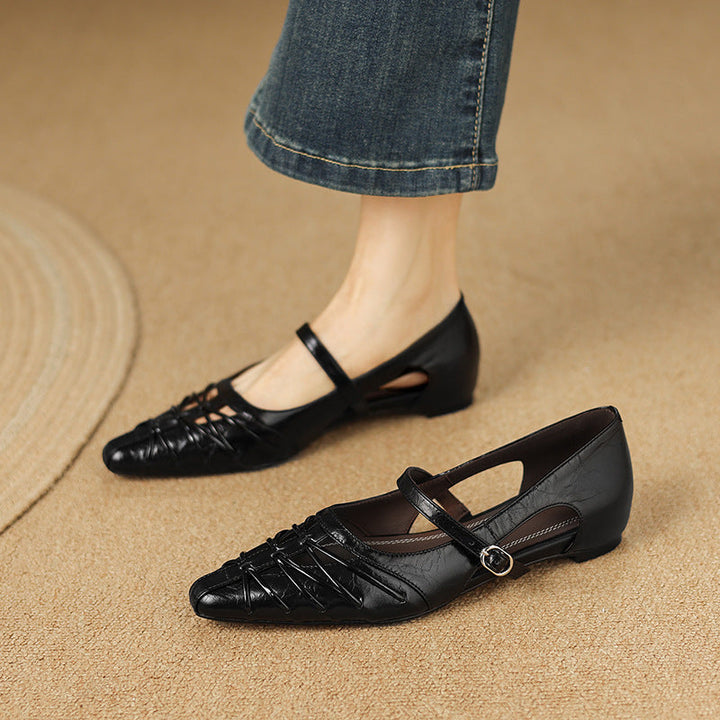 Margery | Pointed Lattice Mary Jane Flats