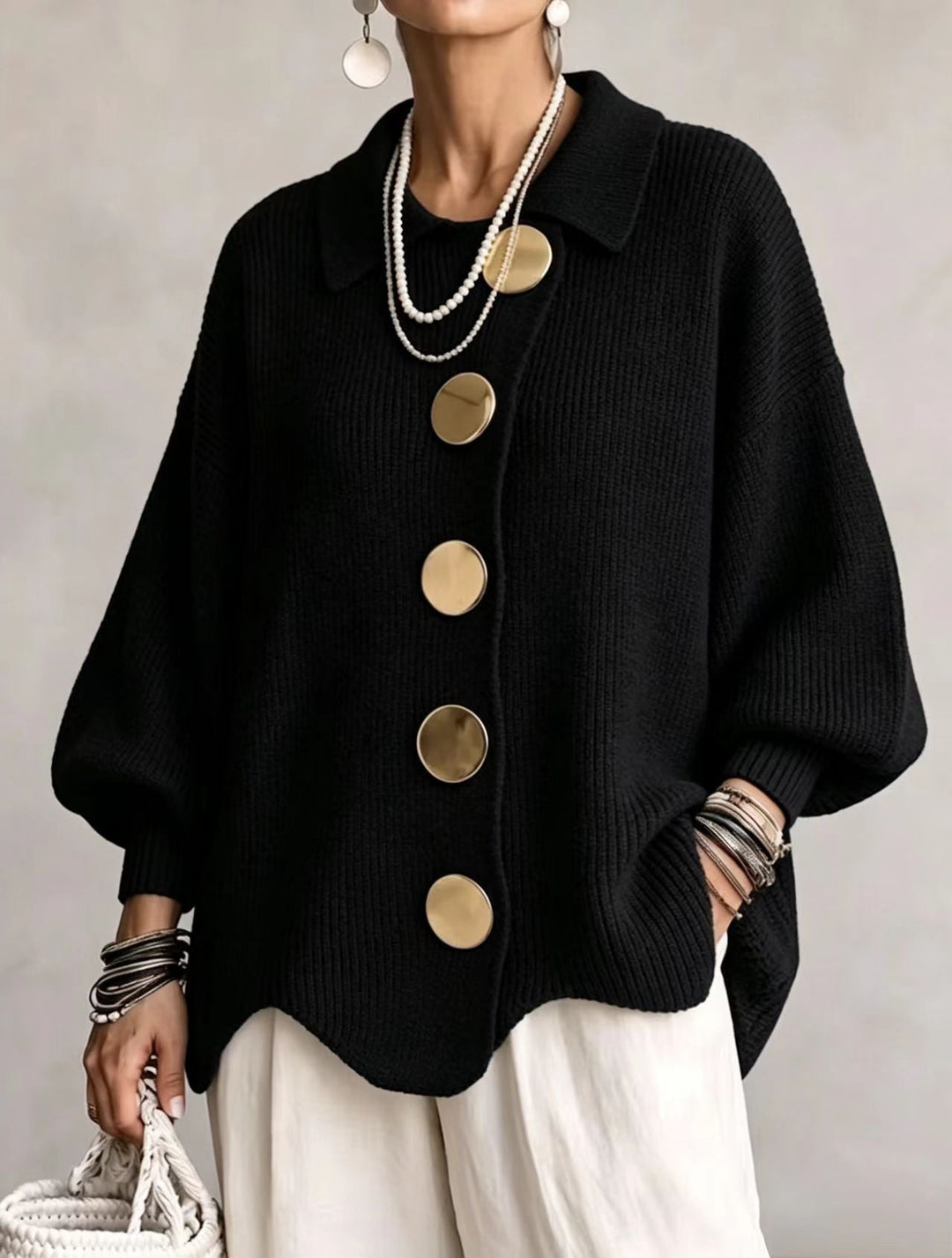 Georgette | Oversized Collared Button Cardigan