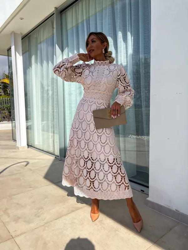 Vera | Elegant High-Neck Midi Dress