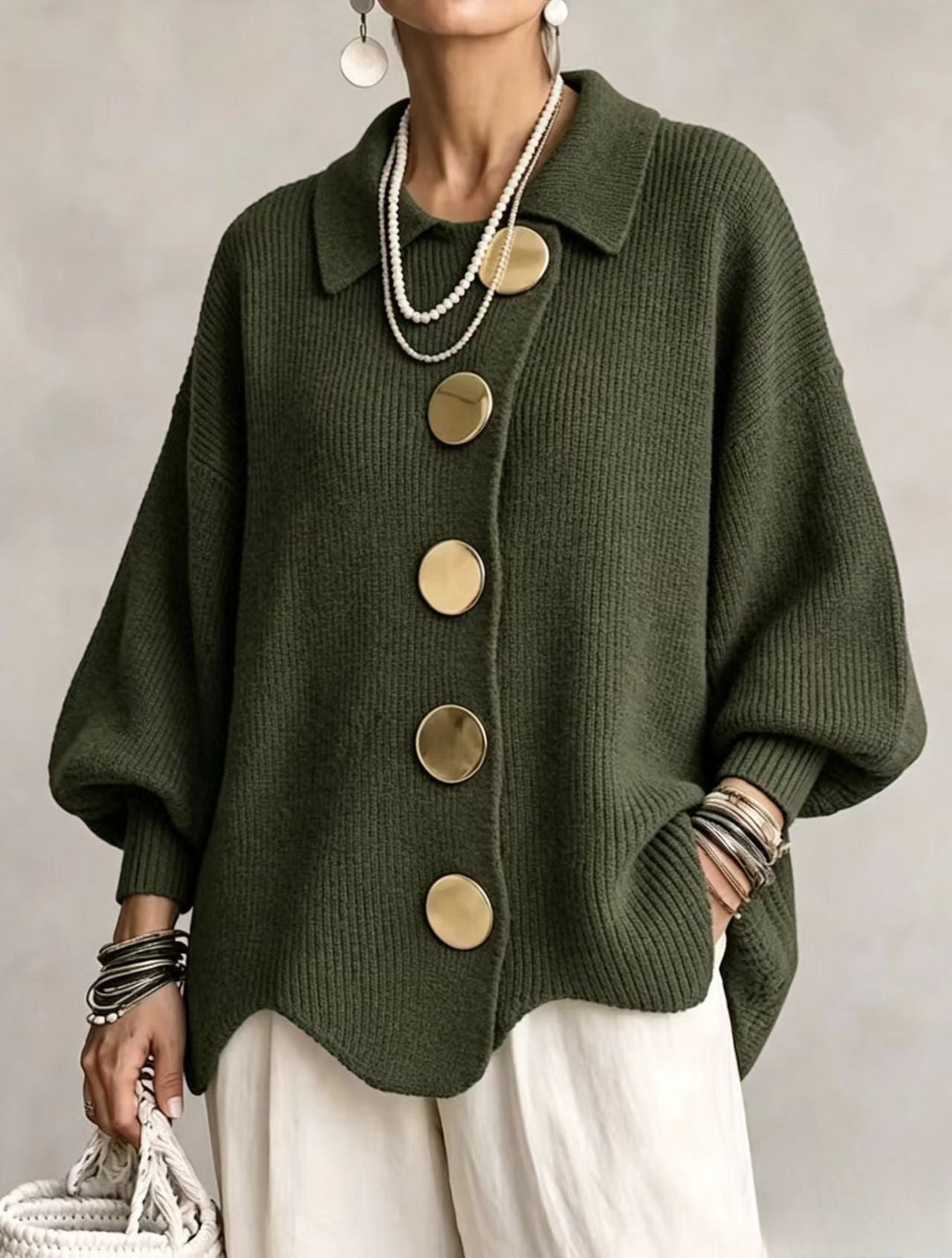 Georgette | Oversized Collared Button Cardigan