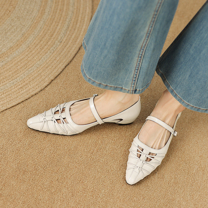 Margery | Pointed Lattice Mary Jane Flats
