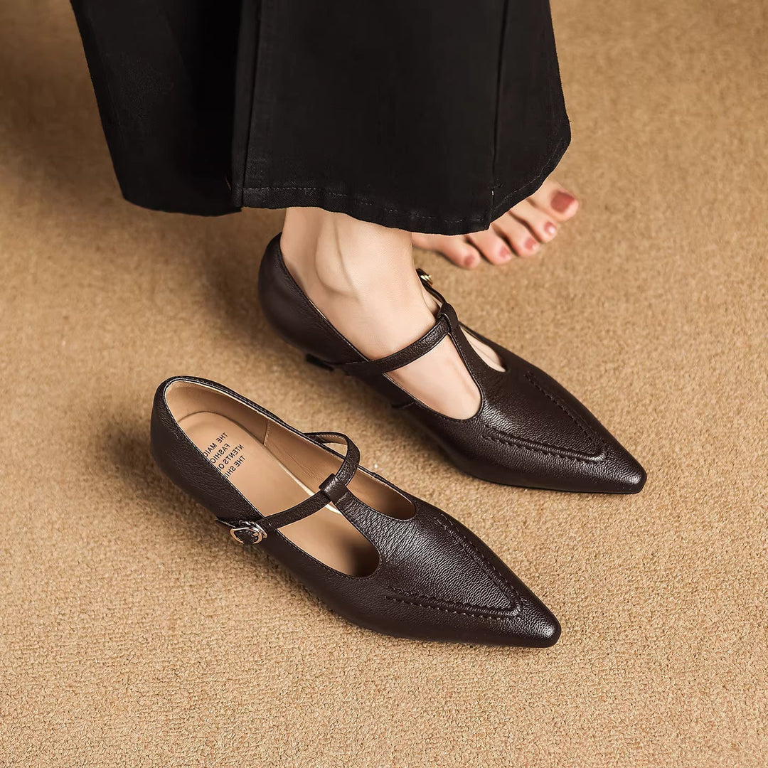 Aveline | Pointed T-Strap Heels