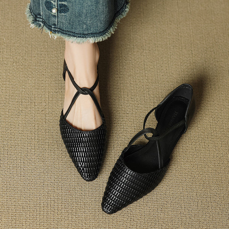 Cassia | Woven T-Strap Block Heels