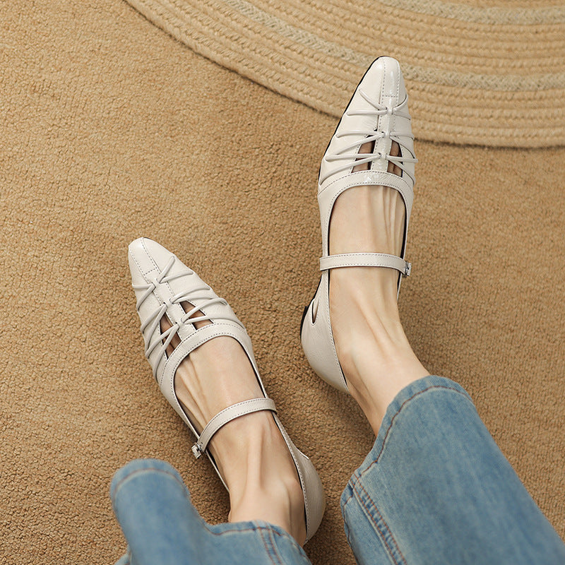 Margery | Pointed Lattice Mary Jane Flats