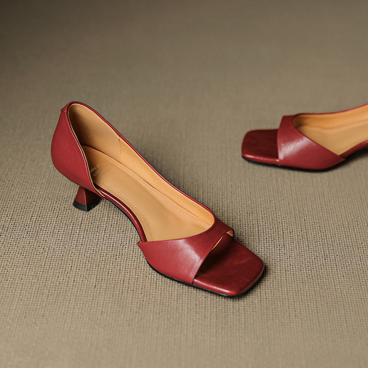 Avery | Square Peep-Toe Kitten Heels