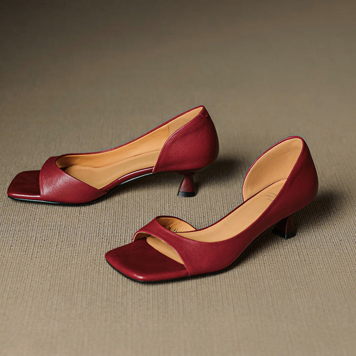 Avery | Square Peep-Toe Kitten Heels