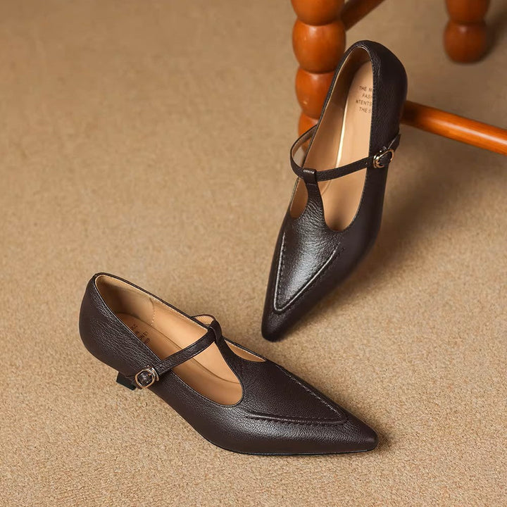 Aveline | Pointed T-Strap Heels