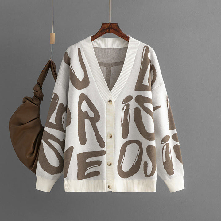 Nadia | Bold Letter-Print Cardigan