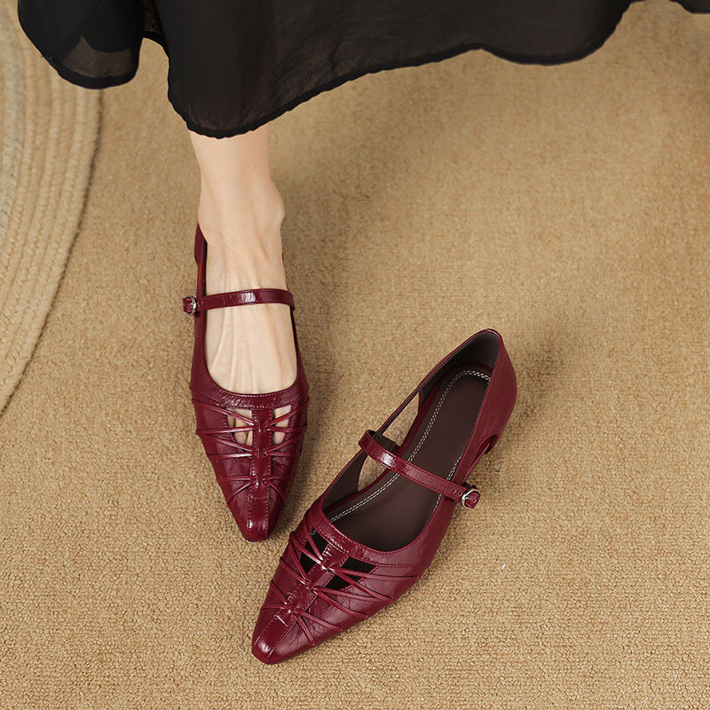 Margery | Pointed Lattice Mary Jane Flats