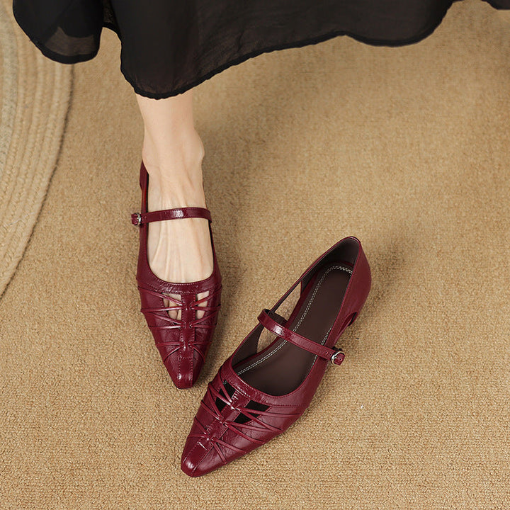 Margery | Pointed Lattice Mary Jane Flats