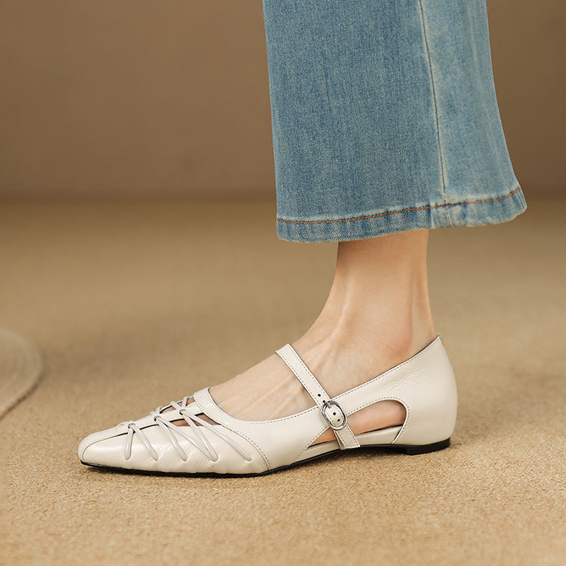Margery | Pointed Lattice Mary Jane Flats