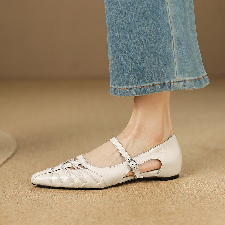 Margery | Pointed Lattice Mary Jane Flats