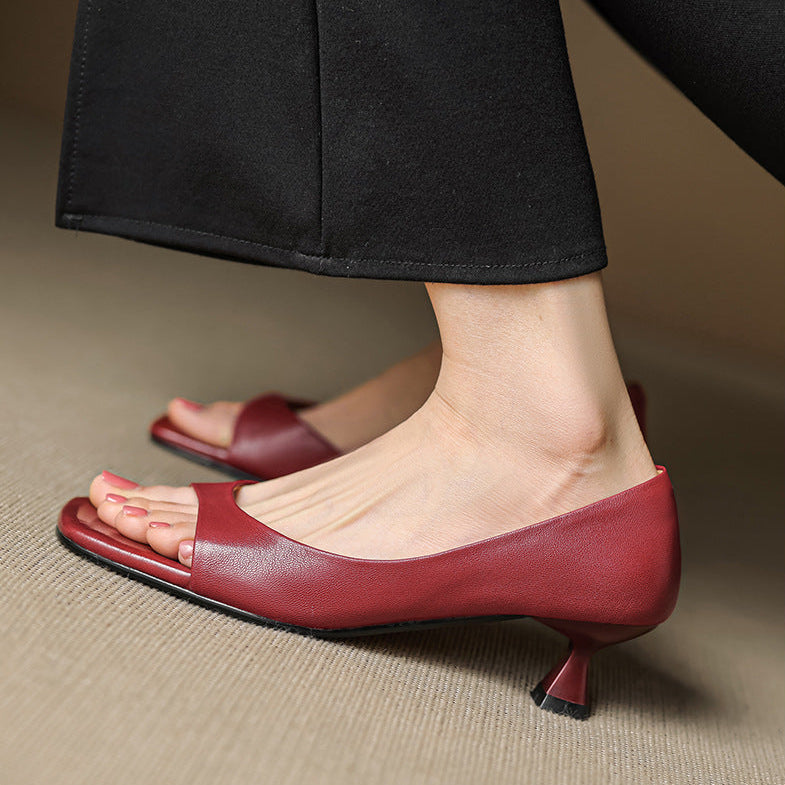Avery | Square Peep-Toe Kitten Heels
