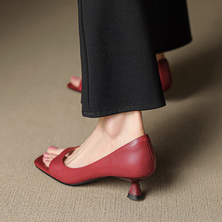 Avery | Square Peep-Toe Kitten Heels