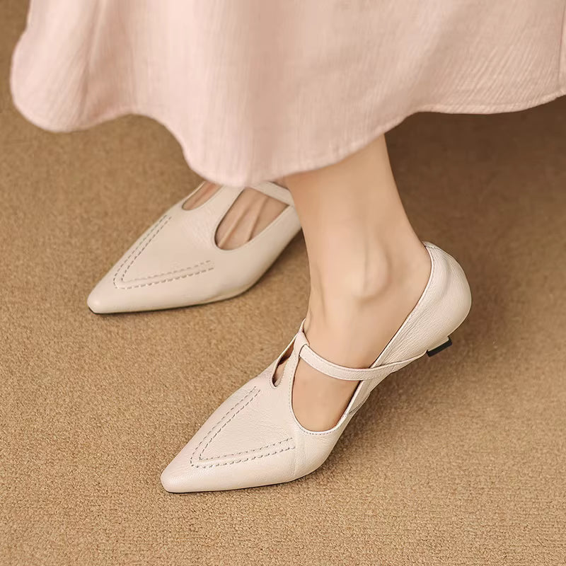 Aveline | Pointed T-Strap Heels