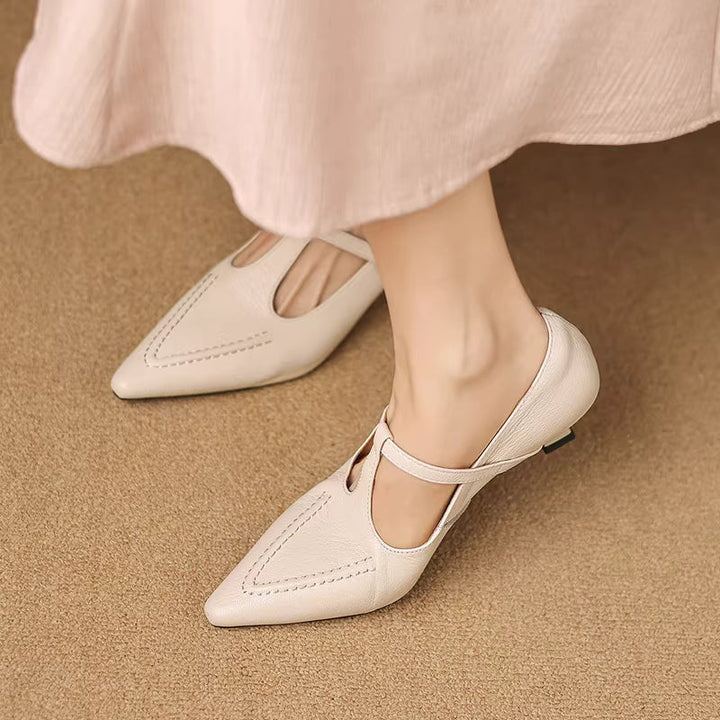 Aveline | Pointed T-Strap Heels