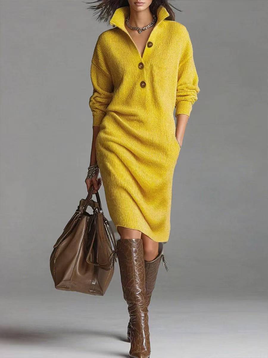 Elowen | Collared Button-Neck Jumper Dress