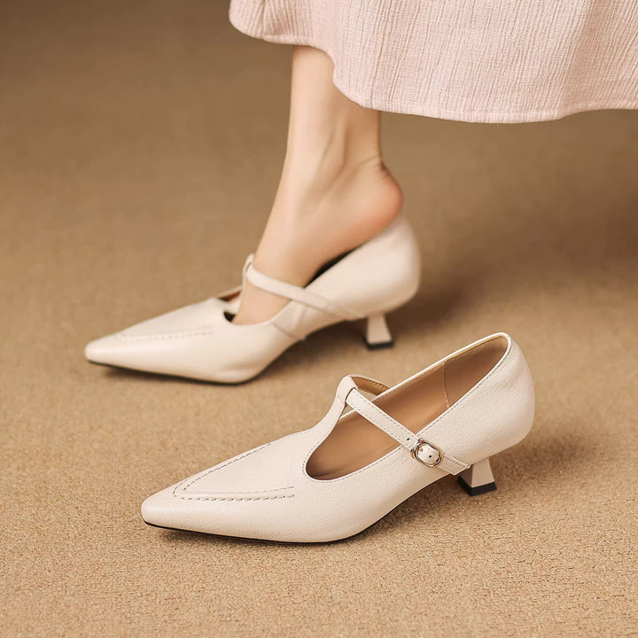Aveline | Pointed T-Strap Heels