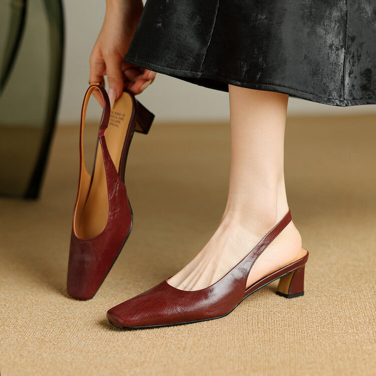 Edith | Square-Toe Block-Heel Slingbacks