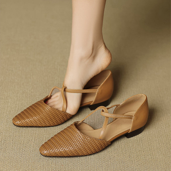 Cassia | Woven T-Strap Block Heels