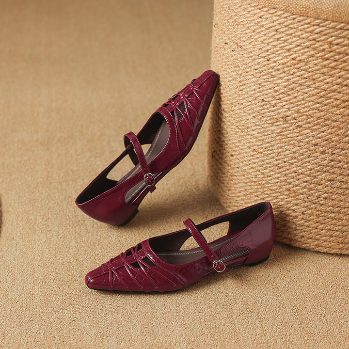 Margery | Pointed Lattice Mary Jane Flats